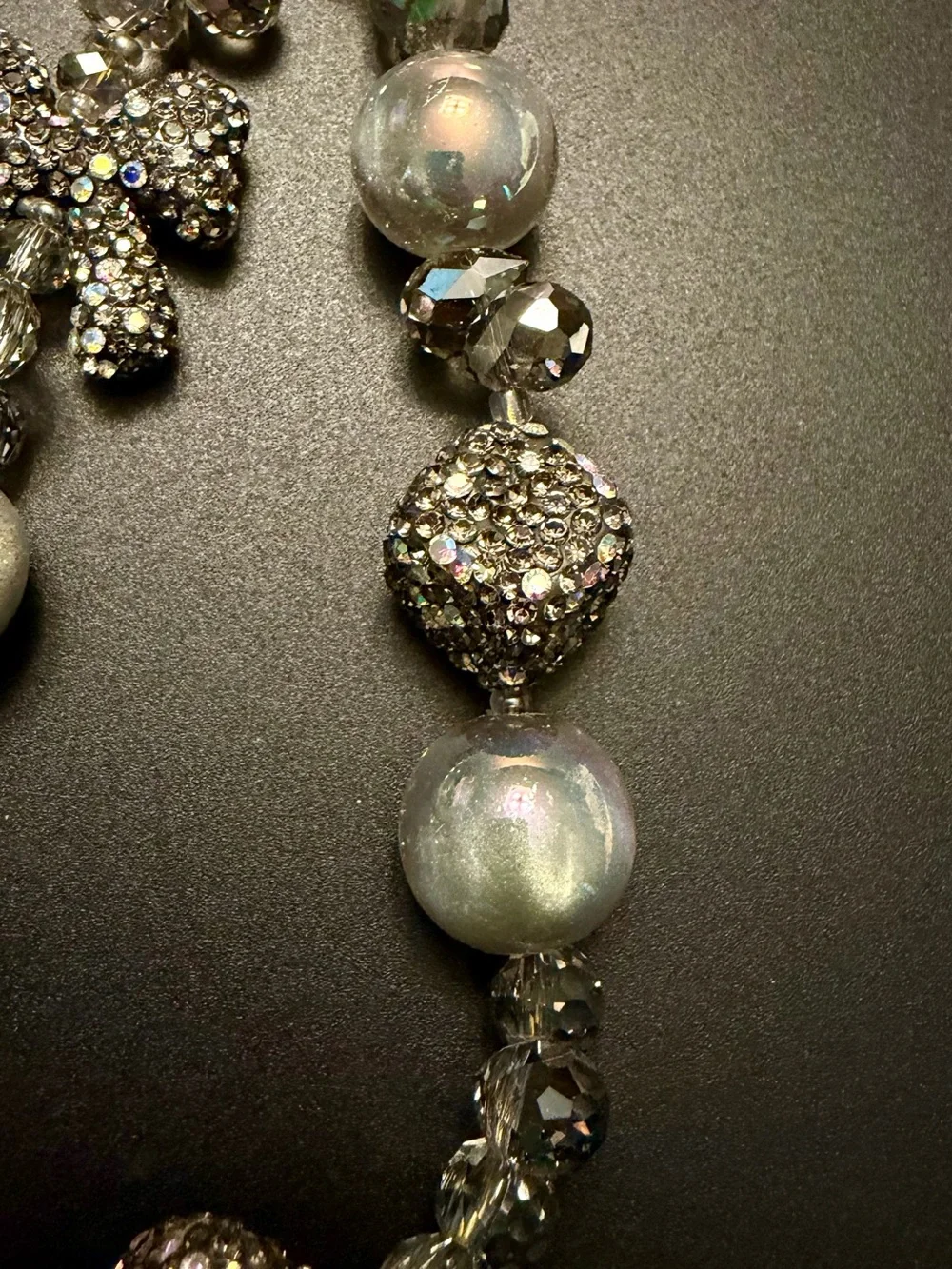 Beaded Wristlet Phone Strap - Gray Pearl Accent
